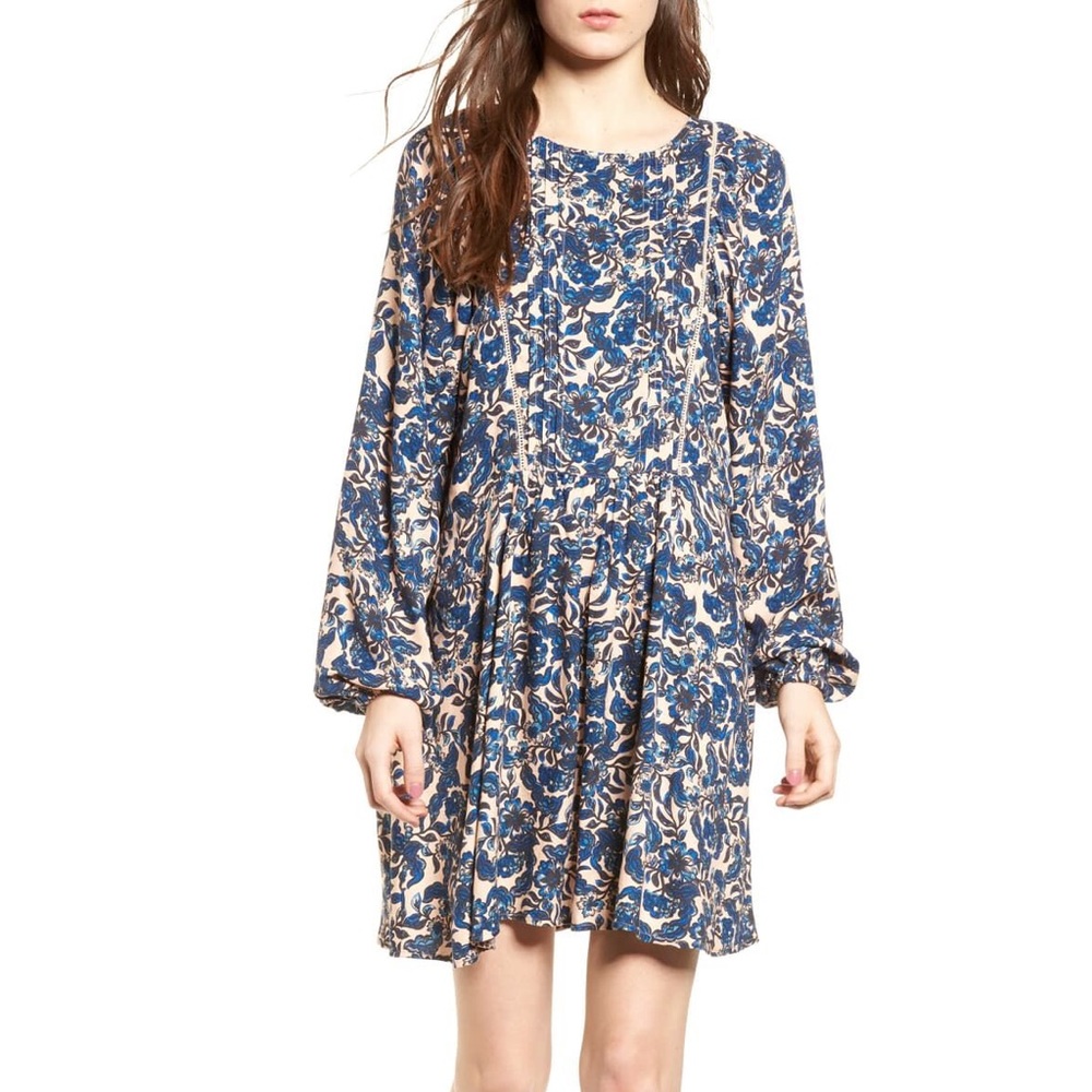 Navy Floral Long Sleeve Minidress
